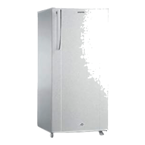 Geepas 110L Single Door Refrigeratoron a white background, with single door refrigerator in whiete color, with the brand logo Geepas fom Saudi Supplier.