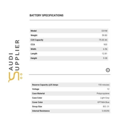 Optima Bluetop® Battery sc31dm - Saudi Supplier