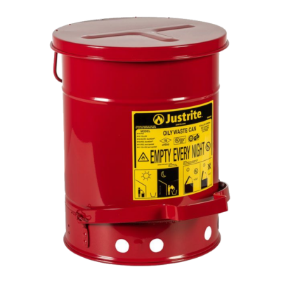 Justrite Oily Waste Can, 6 Gallon,Red - Image 1