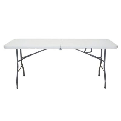 6 Foot Fold in half Table, 180x75x74CM, white - Image 2