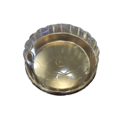 ROUND GOLDEN BASE W/DOME LID 30*8CM100PCS - Image 1