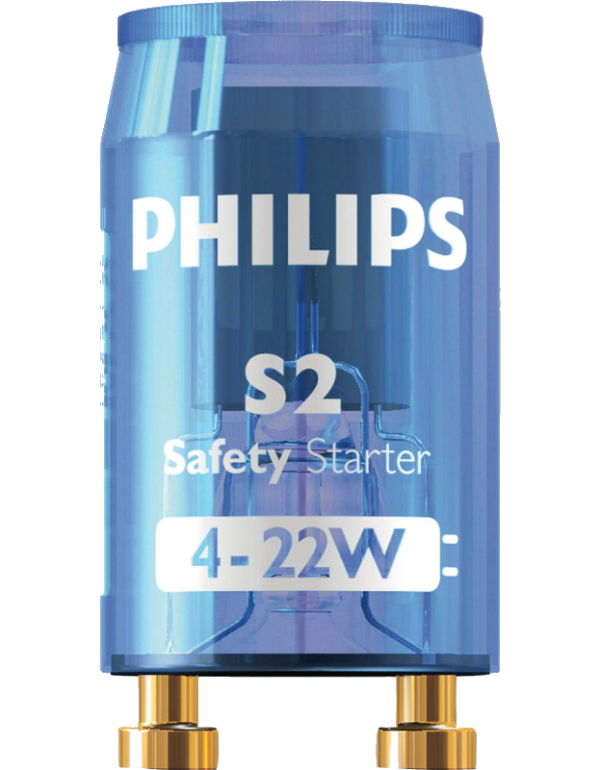 Philips blue S2 starter on white background with light shadow, With philips logo on white color.