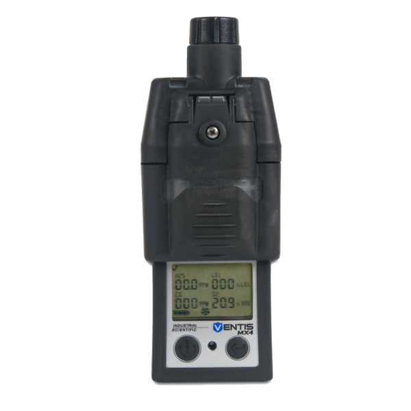 multi gas monitor with orange color in an oblique angle on a white background with Ventis MX4