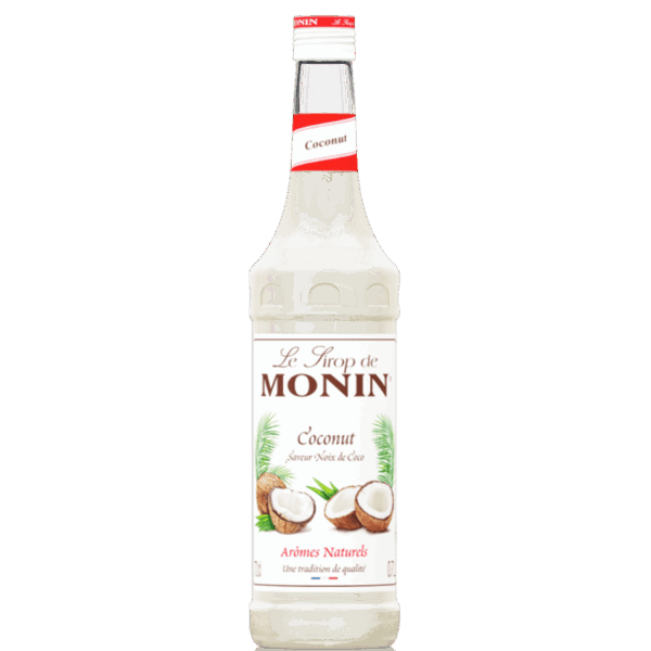 Monin Coconut Syrup 1Ltr bottle with Cloudy white color from Saudi Supplier.