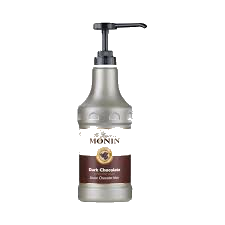 Monin Dark Chocolate Sauce 1.89ltr bottle with silver and dark gray color on from Saudi Supplier.