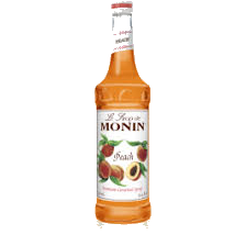 Monin Peach Syrup 1 Ltr bottle with peachy color from Saudi Supplier. 
