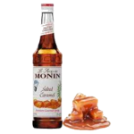 Monin Salted Caramel Syrup 1 Ltr bottle in light brown colored caramel syrup from Saudi Supplier.